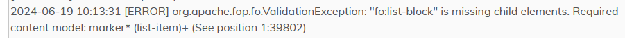 Typical message in the logs of the failed publication