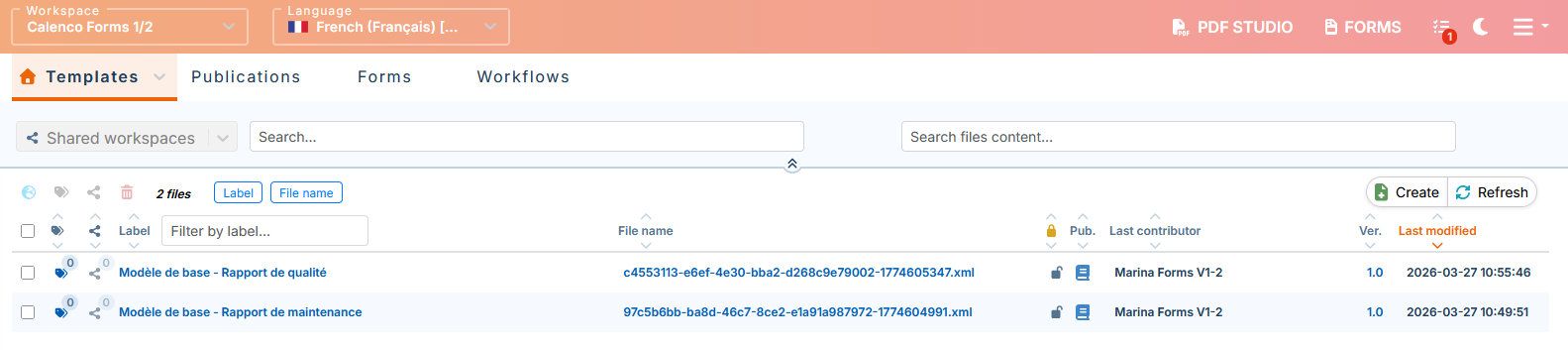 Examples of base templates