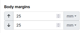 Page body margin edit fields