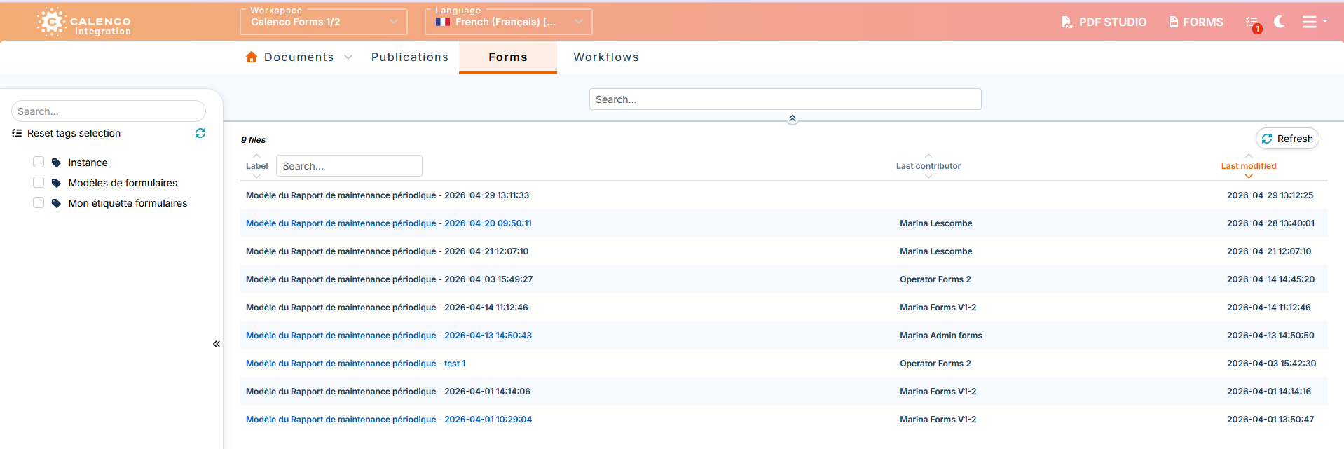 Forms tab