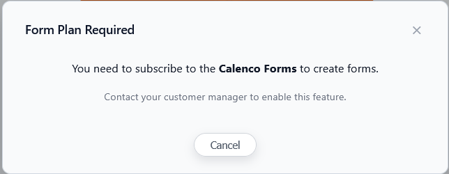 Calenco Forms Subscription Message in the form
