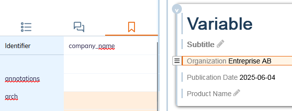 Example for reusing the item's content organization