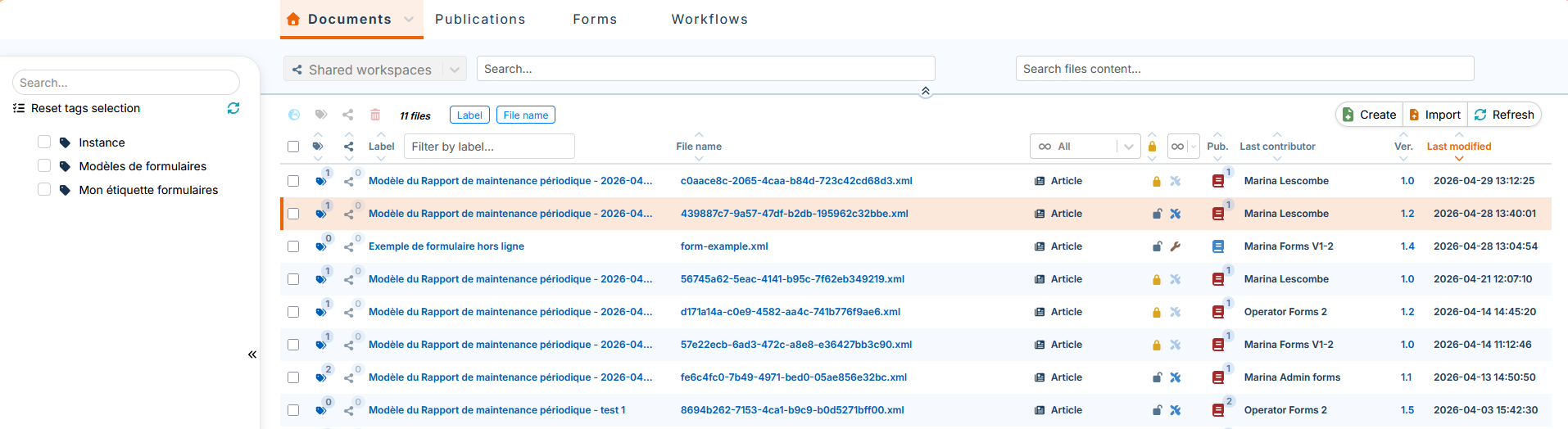 Forms stored in Documents