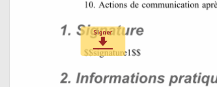 DocuSign propose au signataire de signer en lieu et place des mots cl&eacute;s