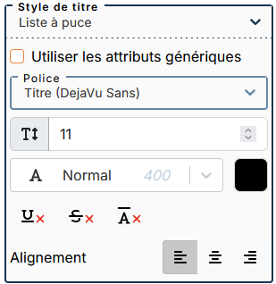 Param&eacute;trage du style de titre pour les listes &agrave; puce