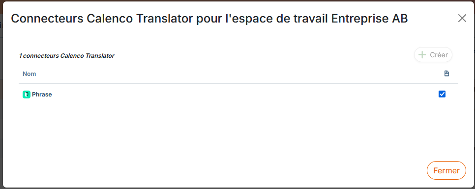 Exemple d'un connecteur Phrase param&eacute;tr&eacute;