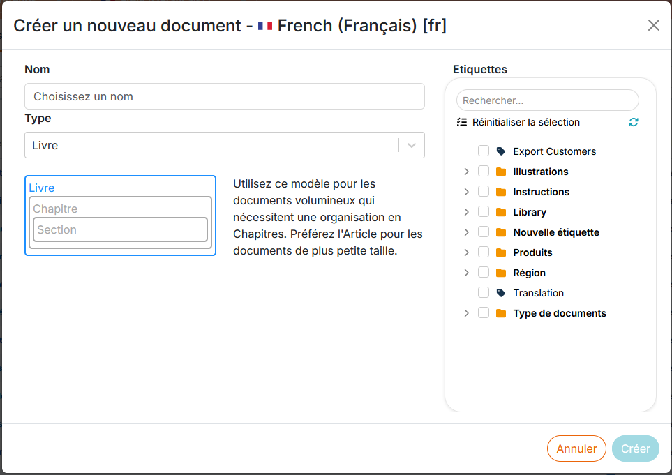 Cr&eacute;er un nouveau contenu