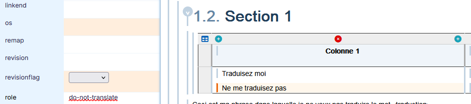 Exclure le contenu d'un paragraphe de la traduction