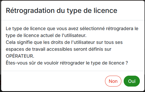 Modification d'une licence R&eacute;dacteurs vers une licence Op&eacute;rateurs