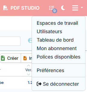 Menu principal pour le responsable de compte client