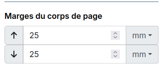 Champs d'&eacute;dition des marges du corps de page