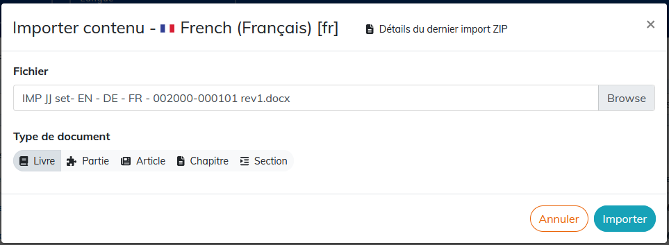 Importer un .docx