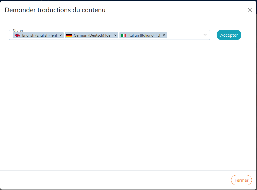 Choix de langues de traduction