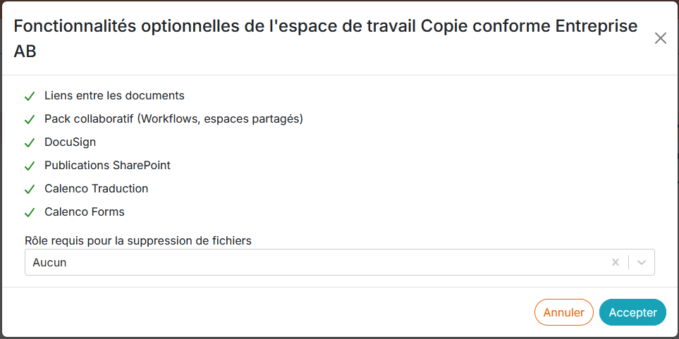 Fonctionnalit&eacute;s optionnelles