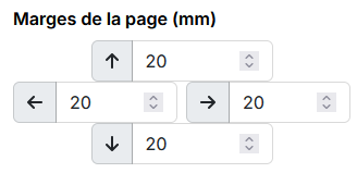 Champs d'&eacute;dition des marges de la page